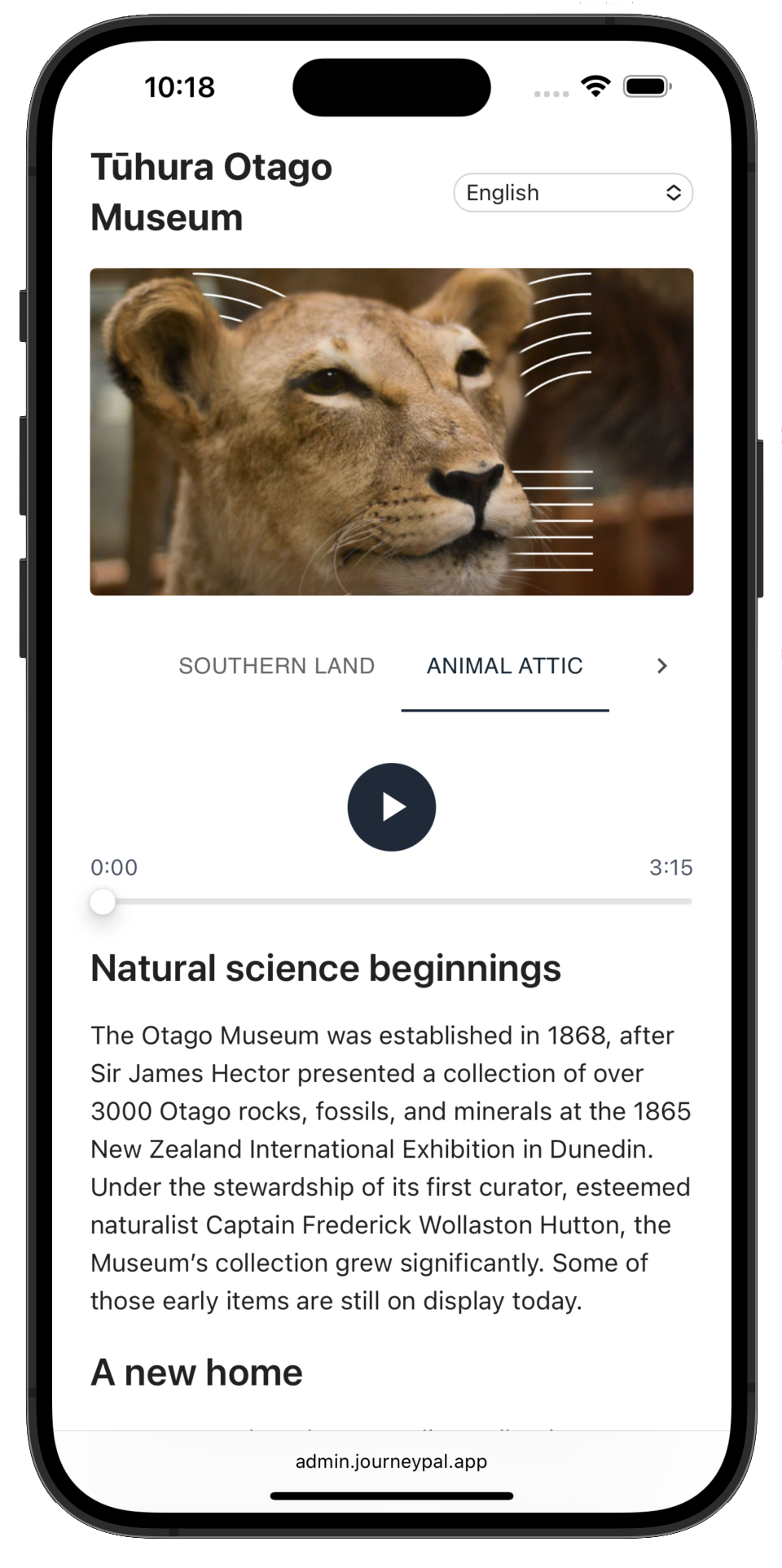 Journey Pal app example in English