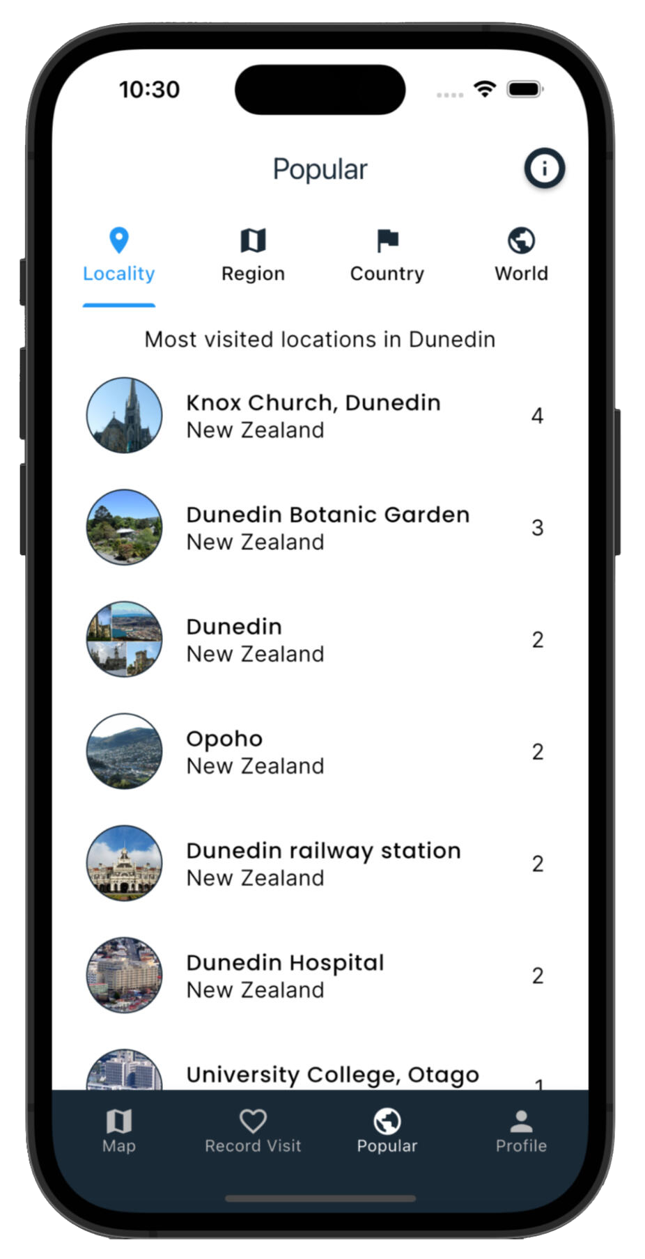 Journey Pal local recommendations view